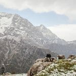 Woman alone on mountain