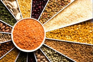 Various grains and legumes