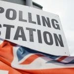 UK polling station sign